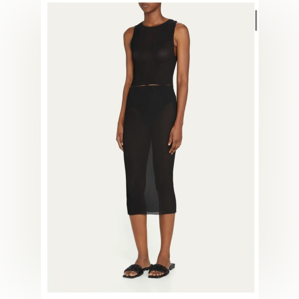Anemos Sheer Knife Pleated Midi Skirt